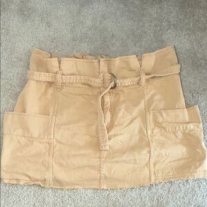 Tan Belted Mini Skirt